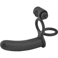 Sinful Double Pleasure Penetrator Värisevällä Penisrenkaalla - Black