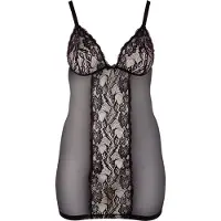 Cottelli Plus Size Pitsinen Chemise - Musta - 4XL