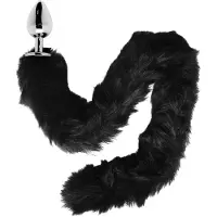 Furry Fantasy Black Panther Tail Anustappi Hännällä - Silver