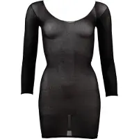 NO:XQSE - pitkähihainen, läpinäkyvä, musta catsuit (S-L)