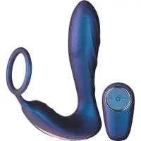 Hueman Black Hole Anaalivibraattori Penisrenkaalla 15 cm - Dark Blue