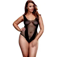 Baci Plus Size - verkkokankainen body - musta - XL-XXL