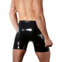 Late X Showmaster Miesten Lateksiset Avoimet Bokserishortsit - Musta - 2XL