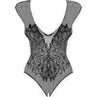Obsessive B112 - avonainen verkkobodysuit siivillä - musta