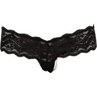 Cottelli - stringit helmikoristeella - pitsi - musta - XL