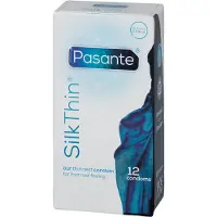 Pasante Silk Thin - Kondomi, 12 kpl, ohut, säiliöllinen, vegaani, miellyttävä, suoja