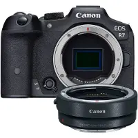 Canon EOS R7 + EF- R, 32,5 MP, 6960 x 4640 pikseliä, CMOS, 4K Ultra HD, Kosketusnäyttö, Musta