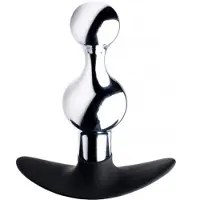 XR Brands Dark Drop Metal & Silicone Beaded Anal Plug