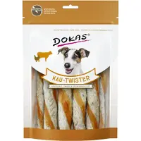 Dokas 2x200g Twister naudannahka, pötsi & kananrinta koiran herkku
