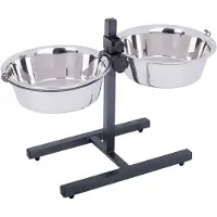 Zooplus Exclusive 2x4,2l Ruokakulhoteline teräskupilla Ø28cm max kork. 60cm koiralle