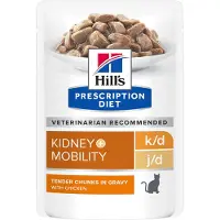 Hill's Pet Nutrition - k/d + Mobility Chicken Pouch - Wet Cat Food 85 g x 12 st - Pouch - Kissat - Kissanruoka - Eläinlääkärin märkäruoka kissalle