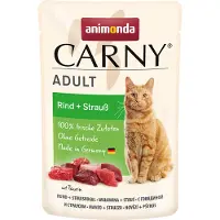 Animonda Carny 24 x 85 g Pouch nauta + strutsi kissan märkäruoka