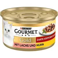 Gourmet 12x85g Gold Tender Chunks lohi & kana Kissanruoka