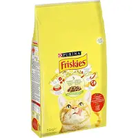 Friskies 4kg PURINA kissanruoka, jossa on naudanlihaa, kanaa ja vihanneksia kuivana