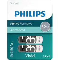 Philips Vivid, 64 GB, USB A-tyyppi, 3.2 Gen 1 (3.1 Gen 1), 100 MB/s, Suojus, Harmaa, Valkoinen (FM32FD00D/00)