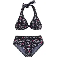 LASCANA Bikini vaaleanpunainen / musta / valkoinen