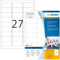Herma 10300, Valkoinen, Itse kiinnittyvä tulostintarra, A4, Paperi, Laser/Inkjet, Irroitettava