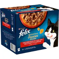 Felix 24x 85g "Sensations" Pouches kalkkuna, nauta, karitsa ja ankka kissan märkäruoka