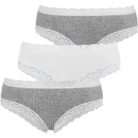 LASCANA Alushousut meleerattu harmaa / offwhite