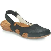 El naturalista for woman. 2N4132010005_001 Black Leather Sandals N413 Wakataua (37), Flat, Velcro, Casual