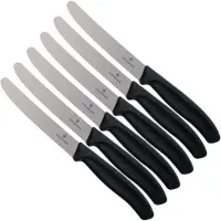 Victorinox Swiss Classic tomaatti- ja pöytäveitsisetti, 110 millimetriä, hammastettu, 6-osainen, musta
