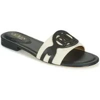 Ralph Lauren Alegra Canvas-Leather Slide Sandal - Black - 37