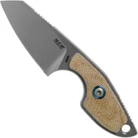 MKM Knives MKM Mikro 2 Wharncliffe, Stonewashed Natural Canvas Micarta neck knife, Jesper Voxnaes design