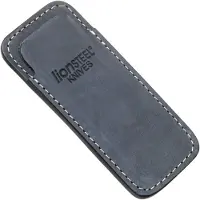 Lionsteel 900FDV3 BL sheath with pocket clip, blue leather