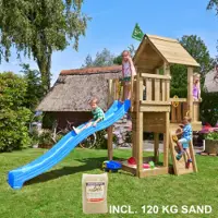 Jungle Gym Cubby leikkitorni ja 120 kg hiekkaa sekä liukumäki