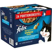 Felix 24x 85g "Sensations" Pouches sardiini, lohi, seiti ja taimen kissan märkäruoka