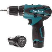 Makita Pora/ruuvinväännin DF330DWE; 10,8 V; 2x1,3 Ah akku