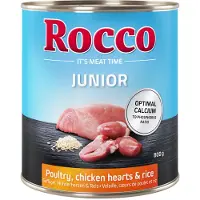 Rocco Junior siipikarja & kanansydän + riisi koiranruoka