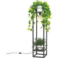 QAZQA Teollinen lattiavalaisin musta - Cage Rack