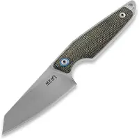 MKM-Maniago Knife Makers MKM Makro 2 Sheepfoot, Stonewashed Green Canvas Micarta fixed knife, Jesper Voxnaes design