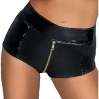 Noir Handmade F218 Powerwetlook Shortsit vetoketjulla