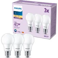 Philips Lamppu 40W A60 E27 x3, 4,9 W, 40 W, E27, 470 lm, 15000 h, Lämmin valkoinen