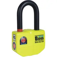 Oxford boss alarm 14mm jarrulevylukko hälytyksellä, keltainen