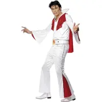 Smiffy Elvis Valkoinen/Punainen Naamiaisasu - Large