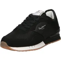 Pepe Jeans for woman. PLS31382 London Sneakers With Black Sequins (37), Fabric, Flat, Laces, Casual