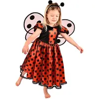Den Goda Fen Ladybug Costume - Red - 110-116