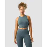 ICANIWILL Define Seamless Logo Cropped Tank Top Jungle Green