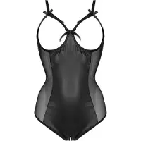 Christine le Duc Bodystocking Le Duc Mistique Wetlook avoimilla kupeilla, avoimella haaralla