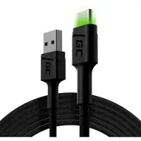 Green Cell Cable Ray USB-A - USB-C Green LED 2m QC 3.0 pikalataus