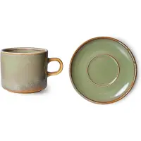 HK Living Home Chef -kuppi aluslautasella 22 cl Moss green