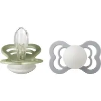 BIBS Supreme Glow 2-pack Symmetrisiä Silikonituttia Sage Cloud Sage Cloud 0+ Months Harmaa 0+ kuukautta Pojat, Tytöt