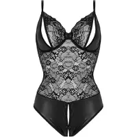Christine le Duc Bodysuit Wetlook Vesper pitsinen, avoimilla kupeilla, haaraton