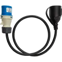 Deltaco – Earthed adapter cable, 1-phase with CEE to Schuko, IP44, 230 V 16 A, 1 m, black (DEL-124)