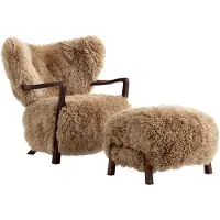 &tradition Wulff Lounge Chair ATD2 -nojatuoli sis. rahin ATD3 Öljytty saksanpähkinä-Sheepskin honey
