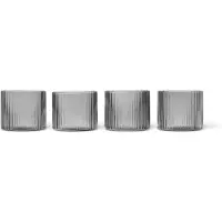 Ferm Living Ripple matalat lasit, 4 kpl, savunharmaa