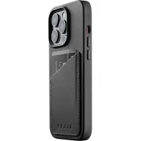 Mujjo Full Leather Wallet Case, iPhone 14 Pro -lompakkokotelo, Musta